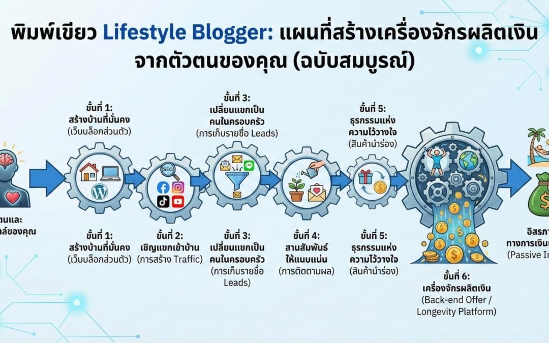 Lifestyle Blogger Blueprint: แผนที่สร้าง “เครื่องจักรผลิตเงิน” จากตัวตนของคุณ (ฉบับสมบูรณ์)