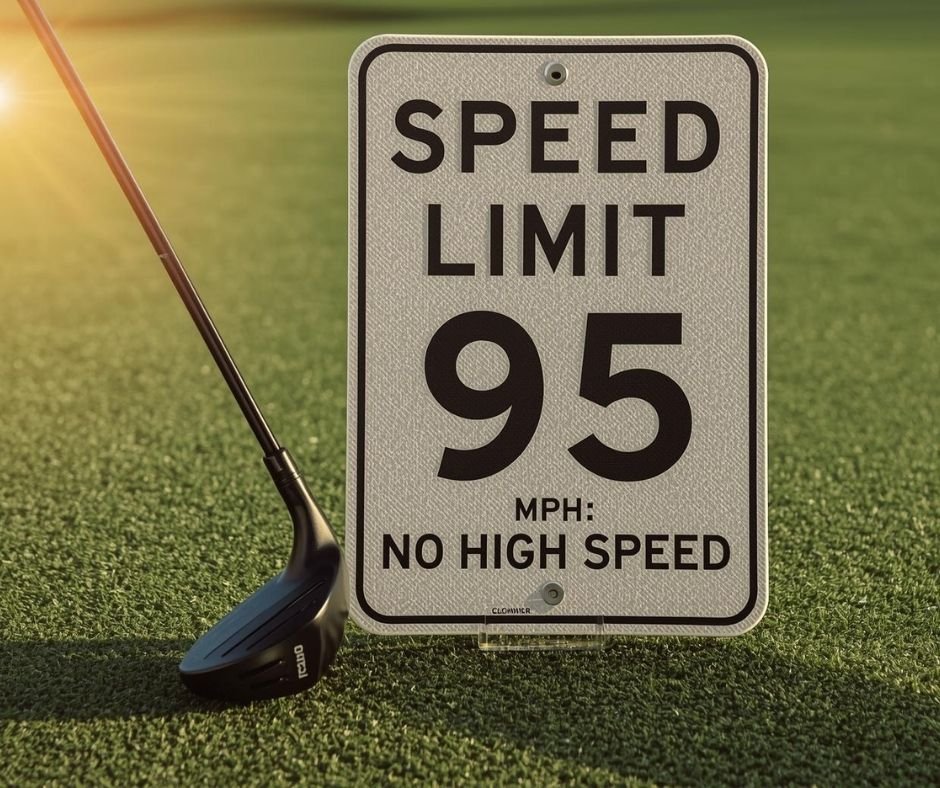 ป้ายเตือนจำกัดความเร็วสวิง 43 m/s คู่กับไม้กอล์ฟหน้าเด้ง