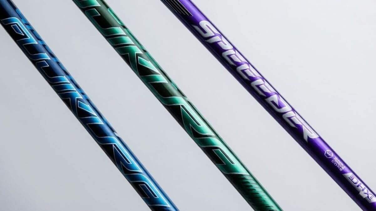 เปรียบเทียบสีก้าน Fujikura Speeder NX สามรุ่นยอดฮิต เรียงจากซ้ายไปขวา รุ่น Blue, Green และรุ่นใหม่ Violet