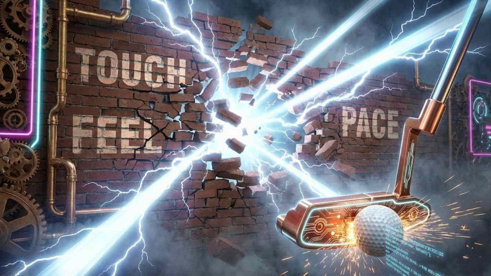 ภาพเปรียบเทียบวงสโตรกโค้งและตรงที่แตกออก พร้อมคำว่า Touch Feel Pace